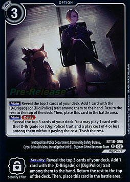 Metropolitan Police Department, Community Safety Bureau, Cyber Crime Division, Investigation Unit 11, Digimon Crime Response Team