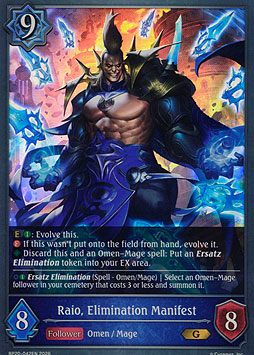 Raio, Elimination Manifest